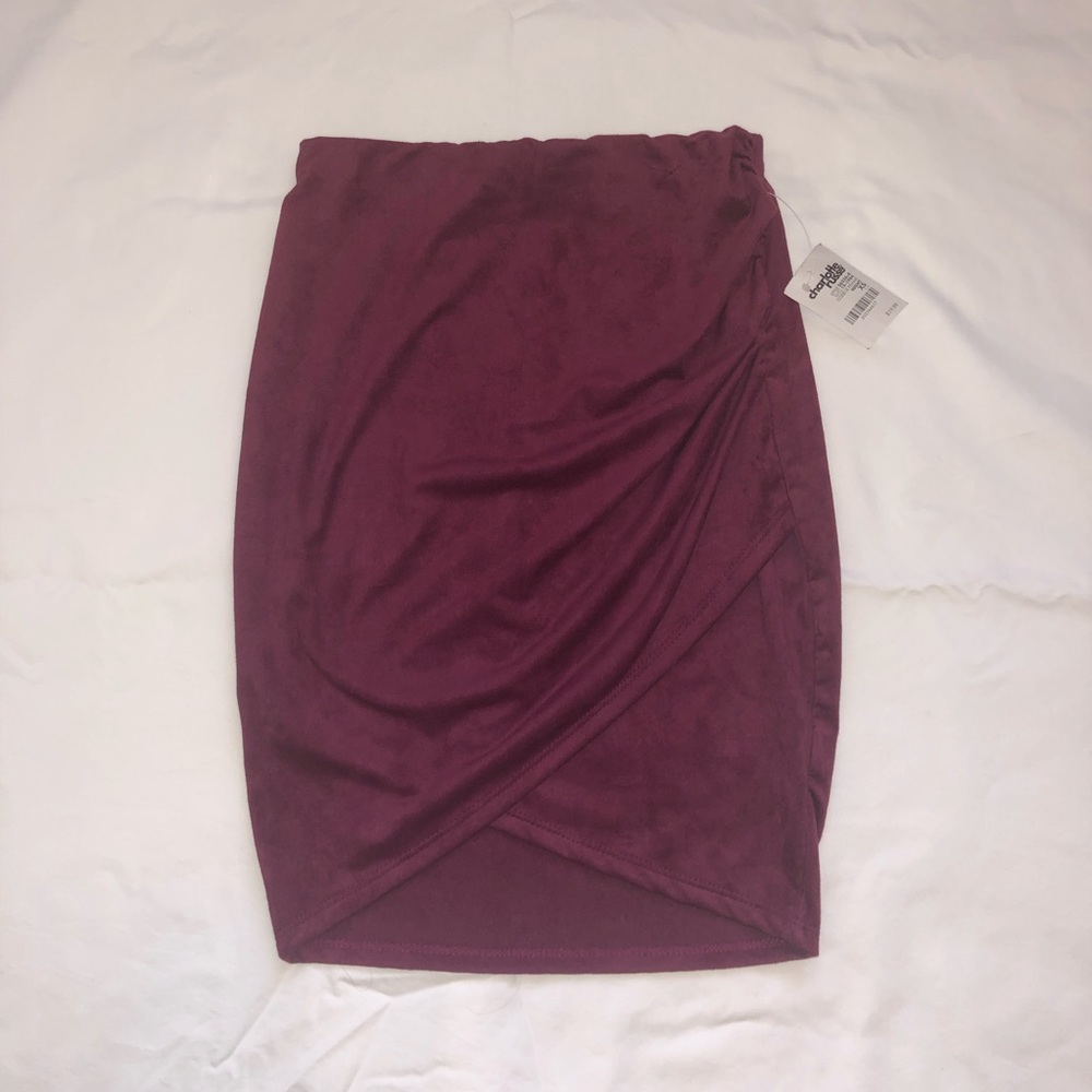 Charlotte Russe Burgundy Wrap-Front Pencil Skirt